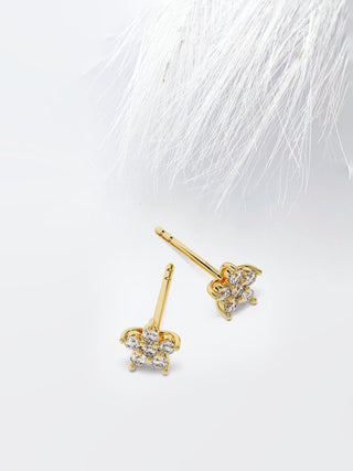 Round Cut Moissanite Flower Stud Diamond Earrings For Women