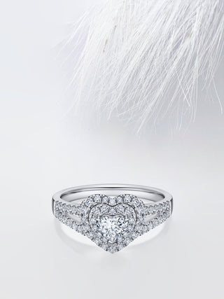 Heart Moissanite Split Shank Diamond Engagement Ring For Women