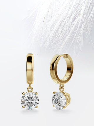 Round Moissanite Drop Diamond Earrings For Women