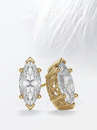 Half Bezel Set Diamond Marquise Moissanite Earrings For women