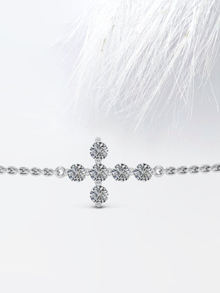 0.66Ct Round Moissanite Cross Diamond Bracelet For Women