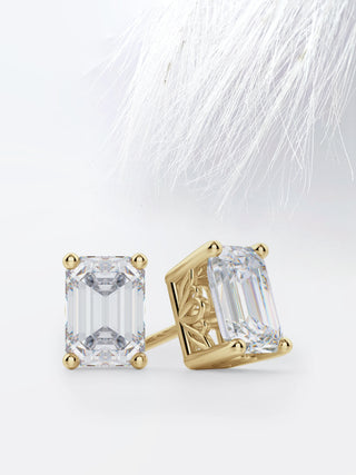 Emerald Cut Diamond Solitaire Moissanite Earrings For Women