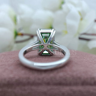 5.50CT Emerald Cut Green Gemstone Three Stone Engagement Ring