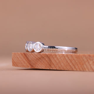 Round Cut Bezel Setting Half Eternity Moissanite Wedding Band