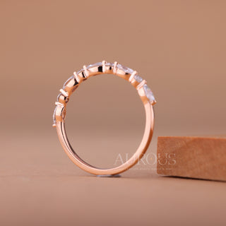 Marquise & Round Cut Half Eternity Moissanite Wedding Band