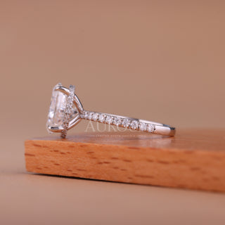 1.50CT Oval Cut Hidden Halo Moissanite Engagement Ring