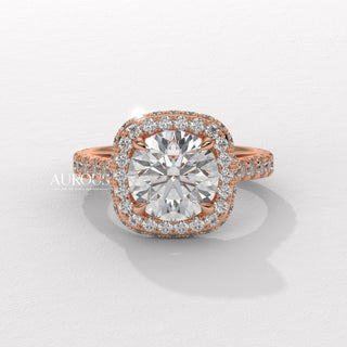 1.0CT Round Cut Pave Setting Moissanite Engagement Ring