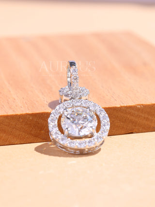Round Cut Halo Cluster Diamond Moissanite Pendant Necklace