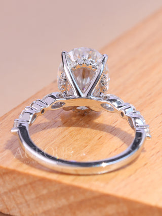 1.50CT Oval Cut Hidden Halo Pave Setting Moissanite Engagement Ring