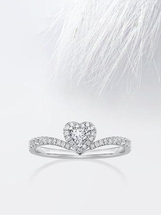 Heart Diamond Curved Moissanite Engagement Ring For Women