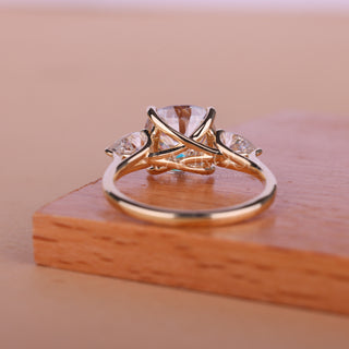 1.0CT Cushion Cut Three Stone Moissanite Engagement Ring
