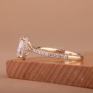 1.0CT Oval Cut Pave Setting Moissanite Engagement Ring