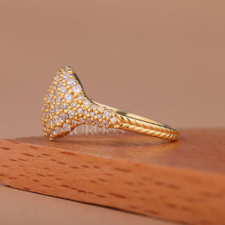 Round Cut Diamond Cluster Dome Style Unique Ring