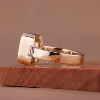 1.50CT Emerald Cut Bezel Set Unique Moissanite Engagement Ring