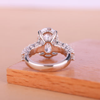 4.0CT Oval Cut Unique Hidden Halo Pave Set Moissanite Engagemen Ring