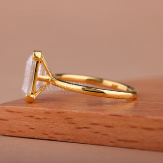 2.0CT Emerald Cut Half Bezel Set Solitaire Engagement Ring