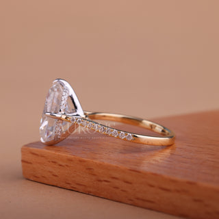 2.0CT Elongated Cushion Cut Hidden Halo Moissanite Engagement Ring