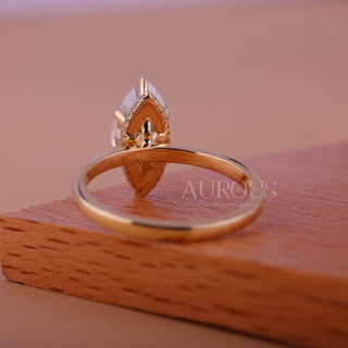 2.0CT Marquise Cut Hidden Halo Moissanite Engagement Ring