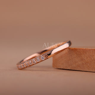 Round Cut Half Eternity Moissanite Wedding Band For Her