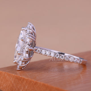 1.0CT Marquise Cut Cluster Diamond Moissanite Engagement Ring