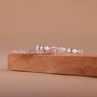Round & Marquise cut Diamond Half Eternity Two Band Set