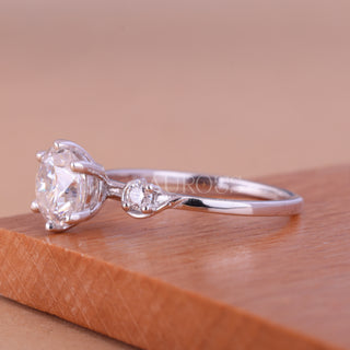1.0CT Cushion Cut Three Stone Moissanite Engagement Ring