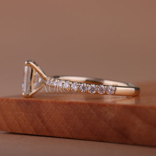 1.0CT Radiant Cut Pave Setting Moissanite Engagement Ring