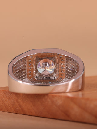 1.0CT Round Cut Halo Cluster Diamond Moissanite Men's Engagement Ring