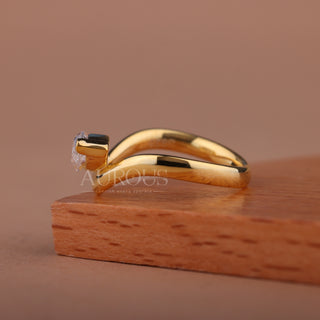 1.0CT East-West Marquise Cut Curved Solitaire Engagement Ring