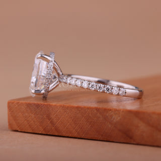 1.0CT Oval Cut Moissanite Pave Setting Engagement Ring