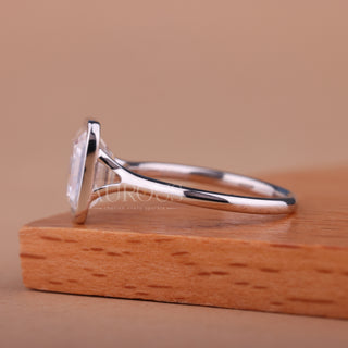 1.50CT Emerald Cut Bezel Setting Moissanite Engagement Ring
