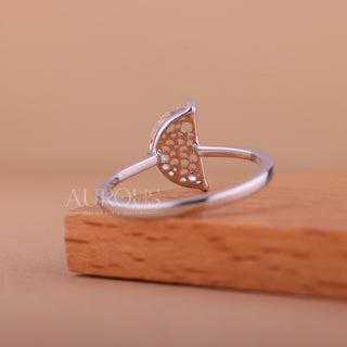 1.0CT Half Moon Cut Diamond Solitaire Engagement Ring