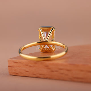 2.0CT Emerald Cut Half Bezel Set Solitaire Engagement Ring