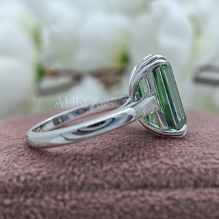 5.50CT Emerald Cut Green Gemstone Three Stone Engagement Ring