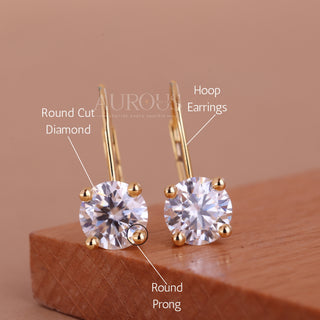 Round Cut Moissanite Minimalsit WSolitaire Earrings For Her