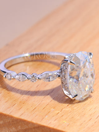1.50CT Oval Cut Hidden Halo Pave Setting Moissanite Engagement Ring