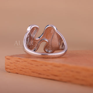 Customized Alfabet Style Round Cut Cluster Diamond Ring