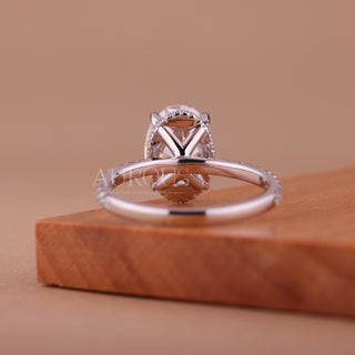 1.0CT Oval Cut Moissanite Pave Setting Engagement Ring