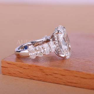 4.0CT Oval Cut Unique Hidden Halo Pave Set Moissanite Engagemen Ring