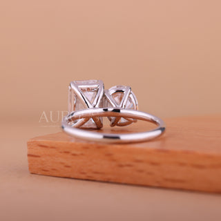 2.0CTW Oval & Emerald Cut Toi Et Moi Moissanite Engagement Ring