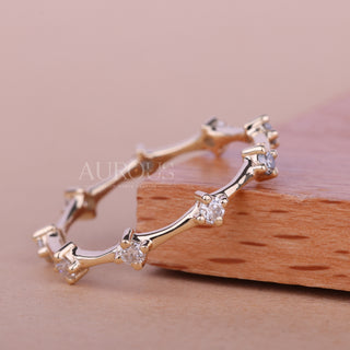 Round Cut Petite Pave Setting Full Eternity Wedding Band