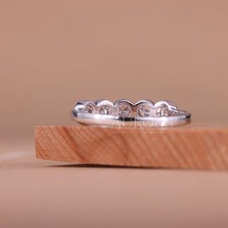 Round Cut Bezel Setting Half Eternity Moissanite Wedding Band