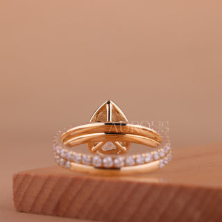 1.0CT Pear Cut Halo Pave Setting Moissanite Bridal Ring Set