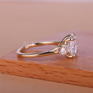 1.0CT Cushion Cut Three Stone Moissanite Engagement Ring