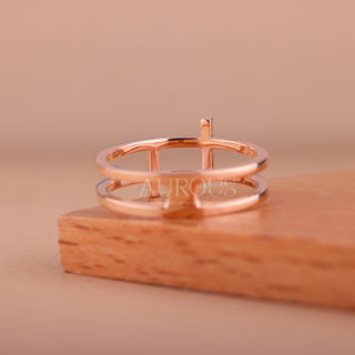 T Shape Round Cut Moissanite Diamond Wedding Band