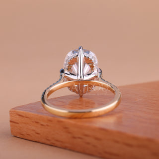 2.0CT Elongated Cushion Cut Hidden Halo Moissanite Engagement Ring