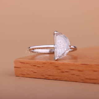 1.0CT Half Moon Cut Diamond Solitaire Engagement Ring