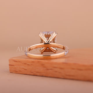 1.0CT Radiant Cut Pave Setting Moissanite Engagement Ring