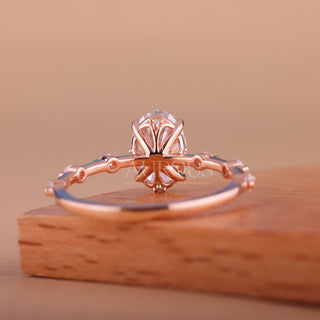 1.0CT Oval Cut Petite Pave Setting Moissanite Engagement Ring