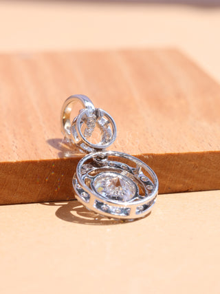 Round Cut Halo Cluster Diamond Moissanite Pendant Necklace